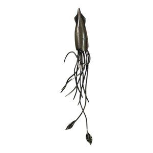 1989 Artist Signed David Huber Hand Made 5" Silver Figural Squid Brooch